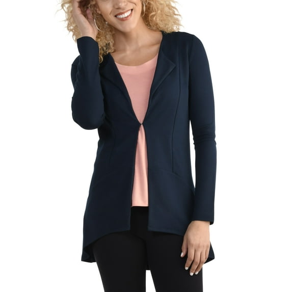 Fruit of the Loom Women's Open Front Long Sleeve Ponte Stretch Jacket