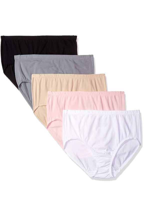 Women's Plus-Size 5 Pack Fit For Me Breathable Brief, Assorted Color