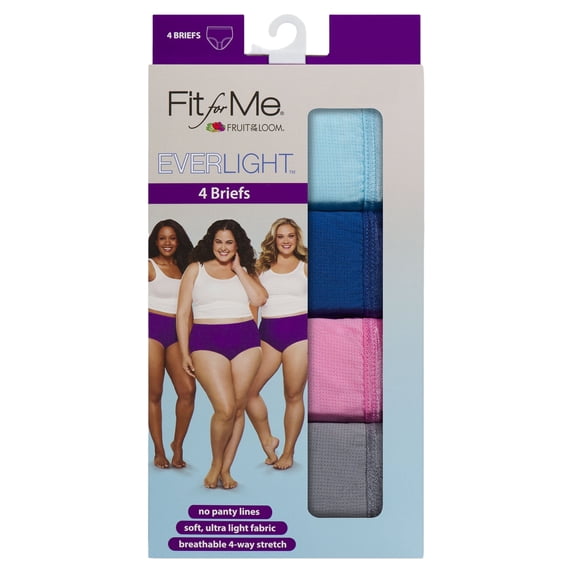 Fruit of the Loom Women s Plus Size Fit for Me EVERLIGHT Brief, 4 Pack 10 Assorted