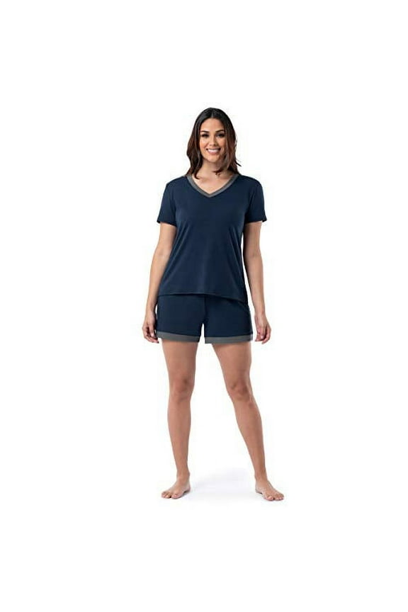 Women's Plus Size Sleeve Tee and Short 2 Piece Sleep Set, Midnight Blue, 2X