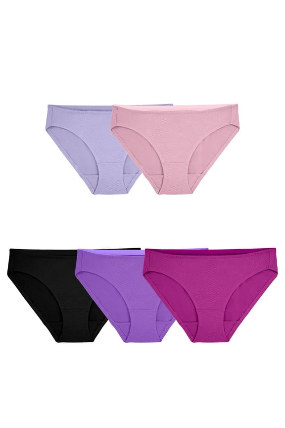 Women's Premium Breathable Micro-Mesh Bikini Panty, 5 Pack Assorted,Size 8
