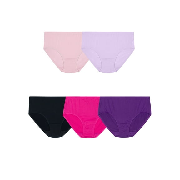 Fruit of the Loom Women's Premium Breathable Micro-Mesh Low Rise Brief Panty, 5 Pack, Sizes 5-9