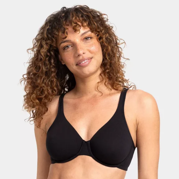 Fruit of the Loom Women's Premium Cotton Stretch Unlined Underwire Bra Color:Black, Size S-XL+