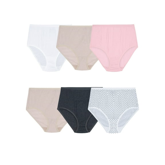 Fruit of the Loom Women's Premium Ultra Soft Brief Panty, 6 Pack, Sizes 6-10
