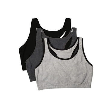Fruit of the Loom Women's Racerback Style Cotton Sports Bra, 3-Pack, Style-9012