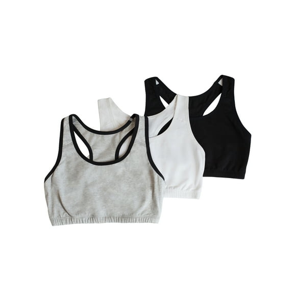 Fruit of the Loom Women's Racerback Style Cotton Sports Bra, 3-Pack, Style-9012