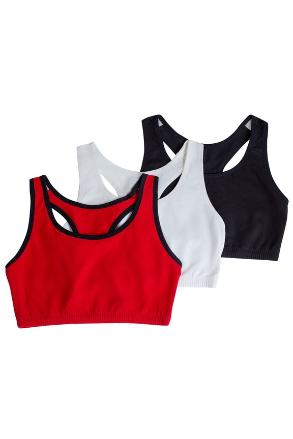 Women's Racerback Style Cotton Sports Bra, 3-Pack, Style-9012