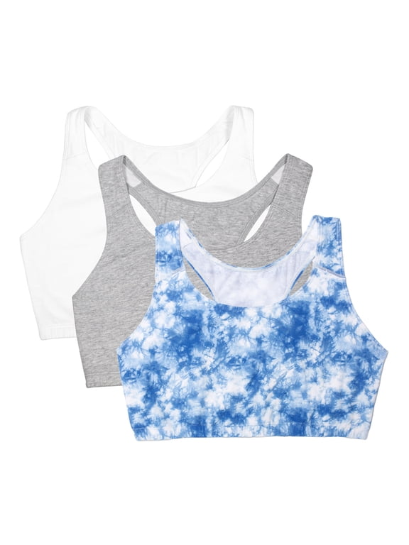 Women's Racerback Style Cotton Sports Bra, 3-Pack, Style-9012