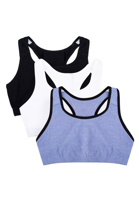 Women's Racerback Style Cotton Sports Bra, 3-Pack, Style-9012