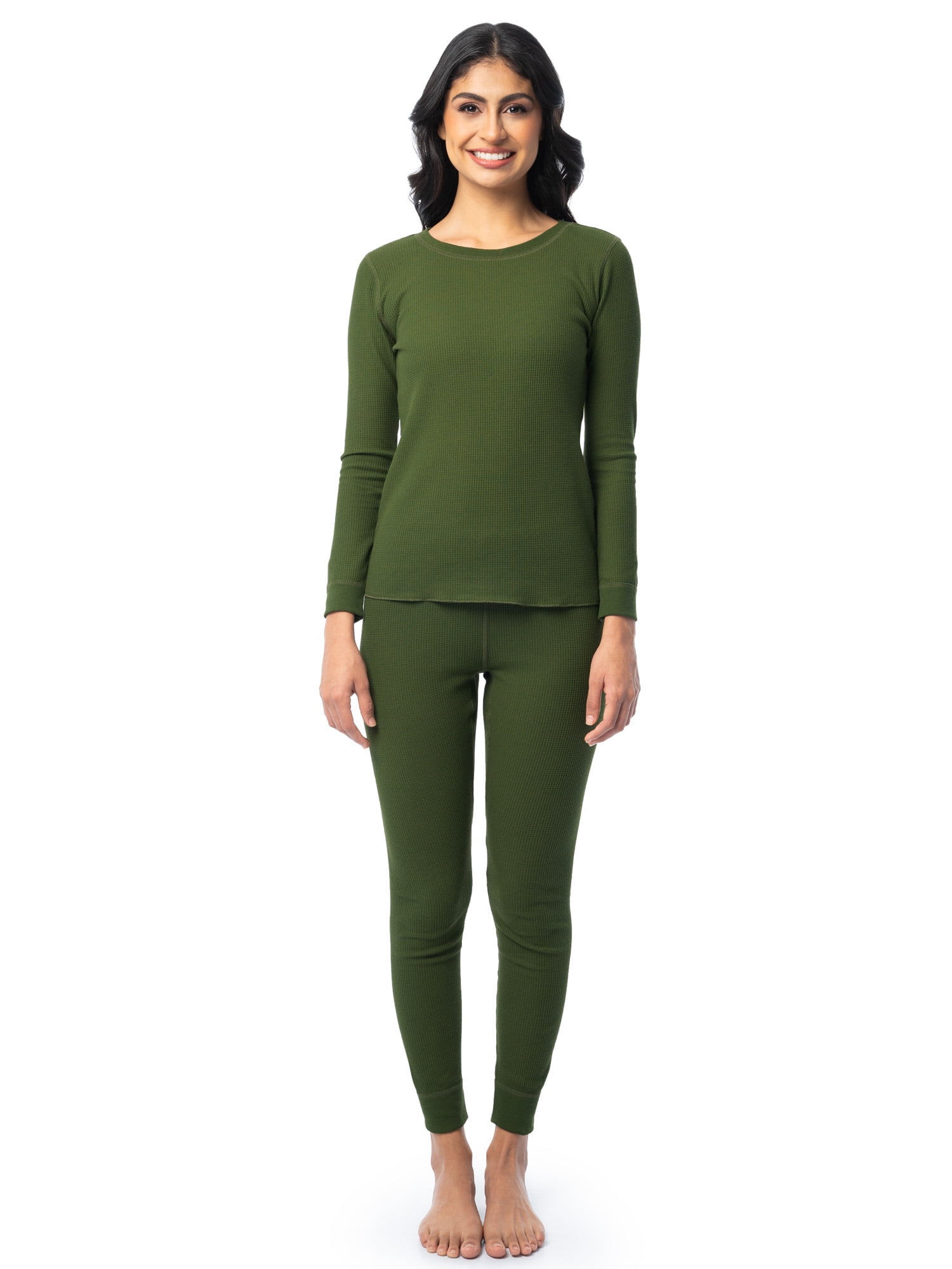 Fruit of the Loom Women's Recycled Waffle Thermal Top & Bottom Set, Sizes XS-4XL