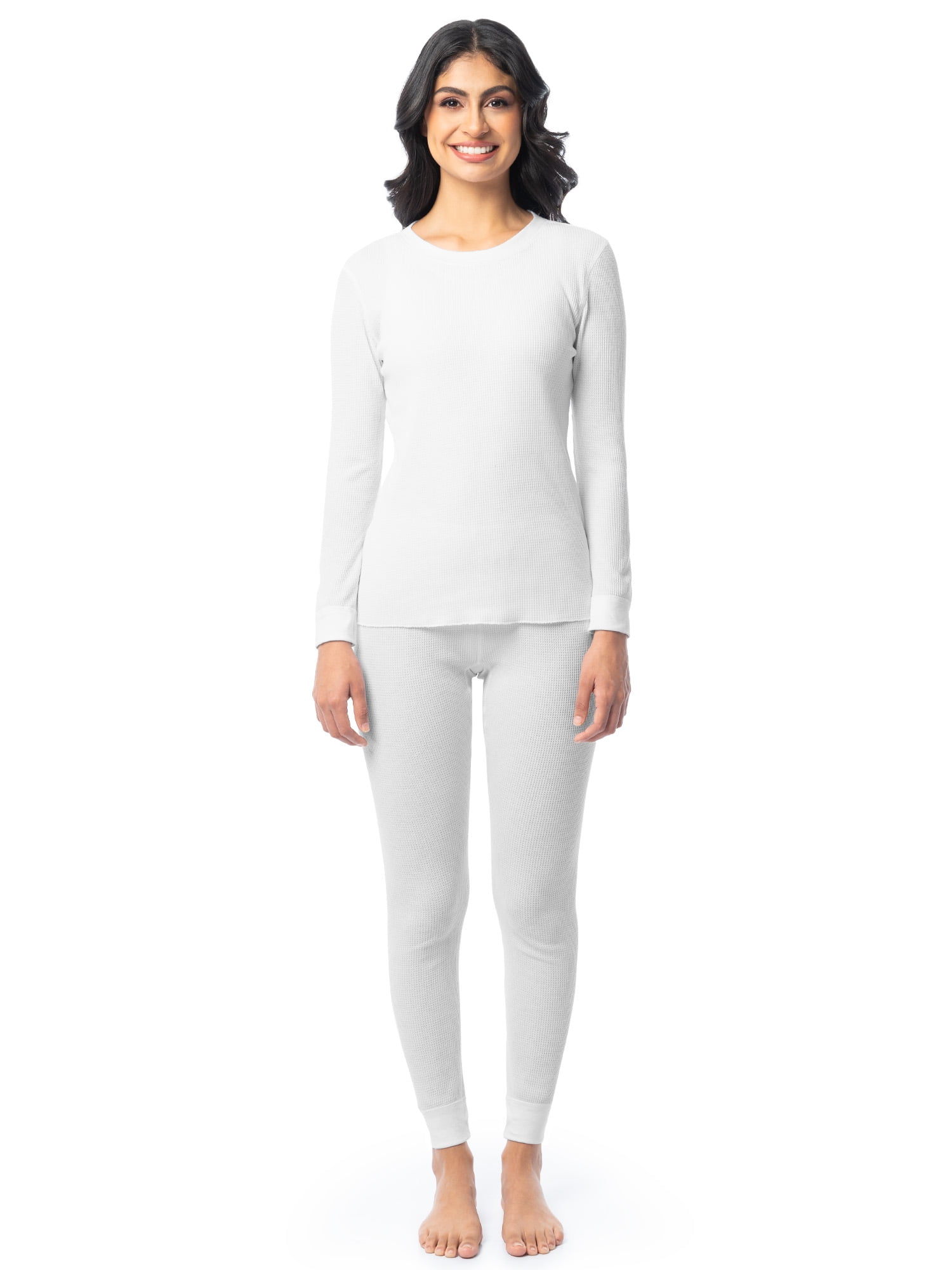 Fruit of the Loom Women's Recycled Waffle Thermal Top & Bottom Set, Sizes XS-4XL