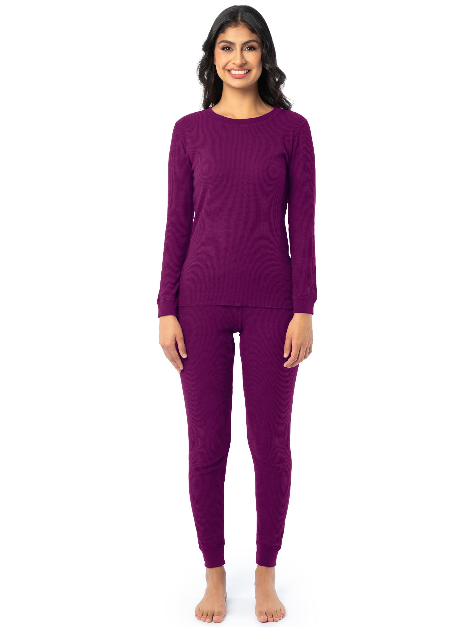 Fruit of the Loom Women's Recycled Waffle Thermal Top & Bottom Set, Sizes XS-4XL