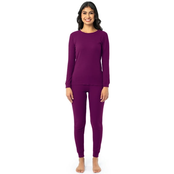 Fruit of the Loom Women's Recycled Waffle Thermal Top & Bottom Set, Sizes XS-4XL
