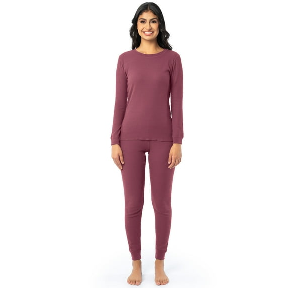 Fruit of the Loom Women's Recycled Waffle Thermal Top & Bottom Set, Sizes XS-4XL
