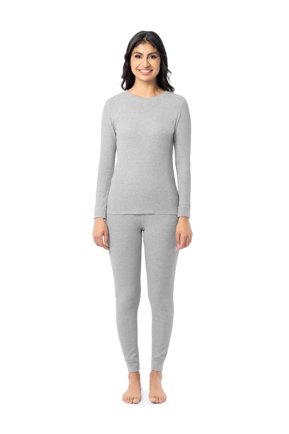 Women's Recycled Waffle Thermal Top & Bottom Set, Sizes XS-4XL