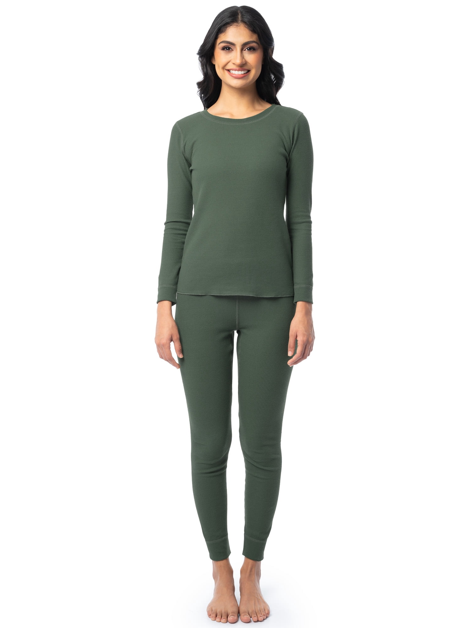 Fruit of the Loom Women's Recycled Waffle Thermal Top & Bottom Set, Sizes XS-4XL