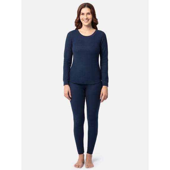Fruit of the Loom Women's Recycled Waffle Thermal Top & Bottom Set, Sizes XS-4X