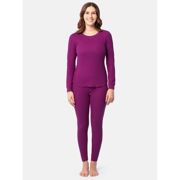 Fruit of the Loom Women's Recycled Waffle Thermal Top & Bottom Set, Sizes XS-4X