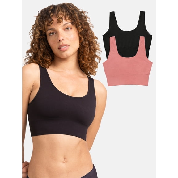 Fruit of the Loom Women's Seamless Comfy Longline Back Smoothing Bra, 2-Pack, Style FT989, Sizes S to 4X
