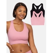 Fruit of the Loom Women's Seamless Racerback Longline Bra, 2-Pack, Sizes XS-4XL