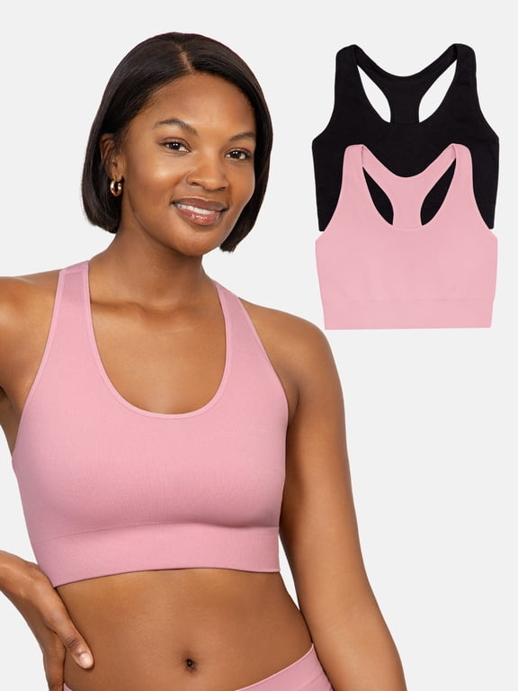 Women's Seamless Racerback Longline Bra, 2-Pack, Sizes XS-4XL