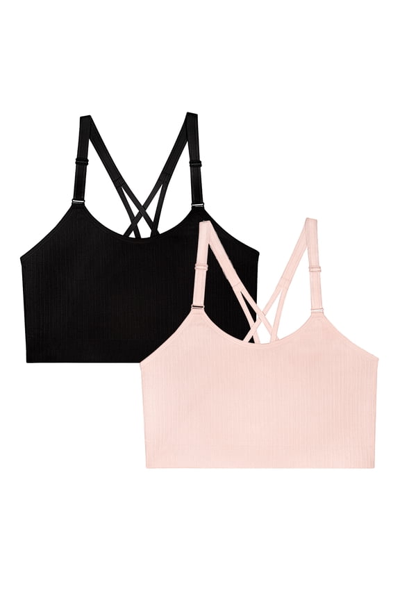 Women's Seamless Strappy Back Longline Bra, 2-Pack, Sizes S to 4XL, Style FT1004