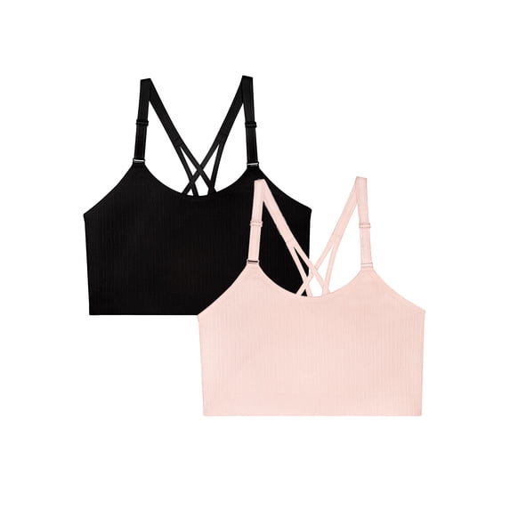 Fruit of the Loom Women's Seamless Strappy Back Longline Bra, 2-Pack, Sizes S to 4XL, Style FT1004