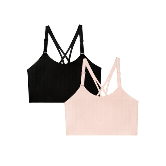 Fruit of the Loom Women's Seamless Strappy Back Longline Bra, 2-Pack, Sizes S to 4XL, Style FT1004