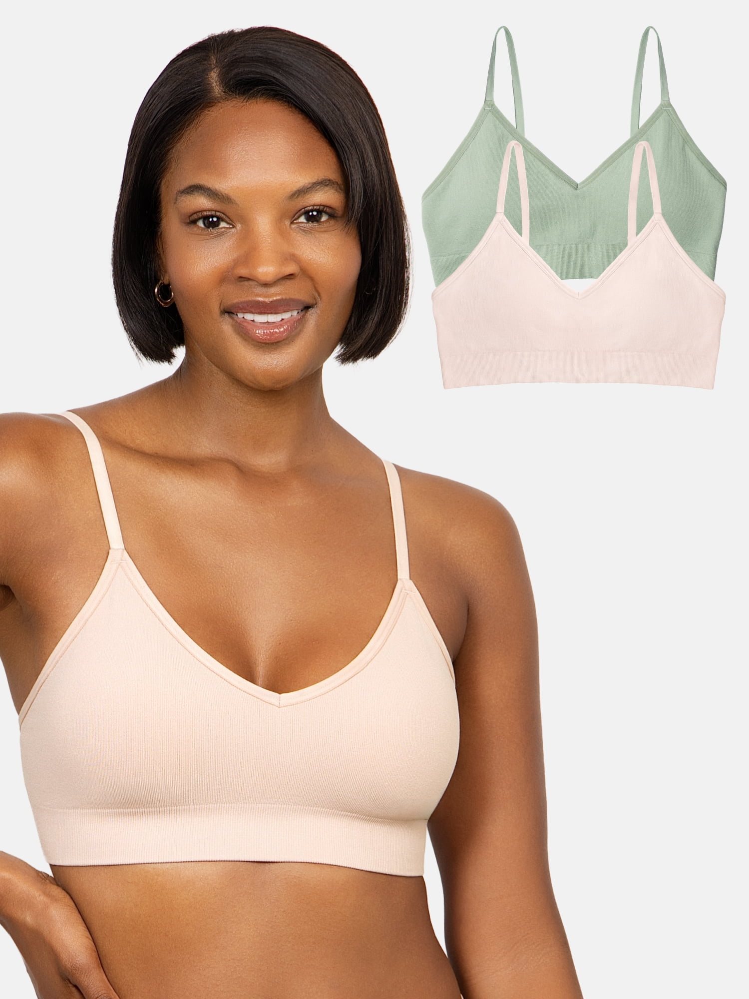 Fruit of the Loom Women's Seamless Triangle Bra, 2-Pack, Sizes S-4XL
