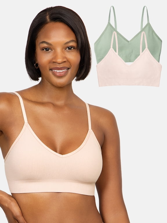 Women's Seamless Triangle Bra, 2-Pack, Sizes S-4XL