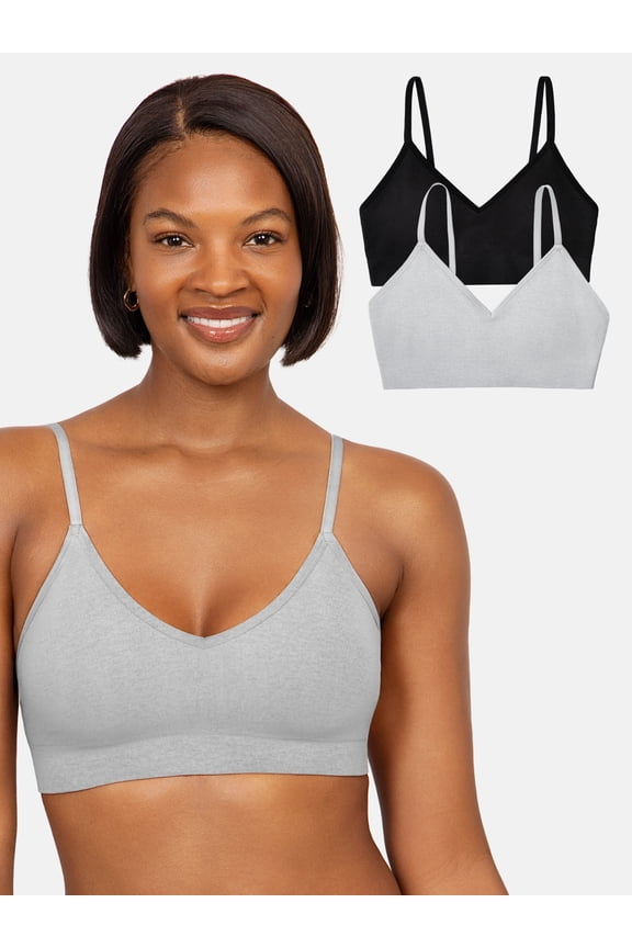 Women's Seamless Triangle Bra, 2-Pack, Sizes S-4XL