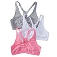 thumbnail image 1 of Fruit of the Loom Women's Shirred Front Racerback Sports Bra, Style-90011, 3-Pack, 1 of 9