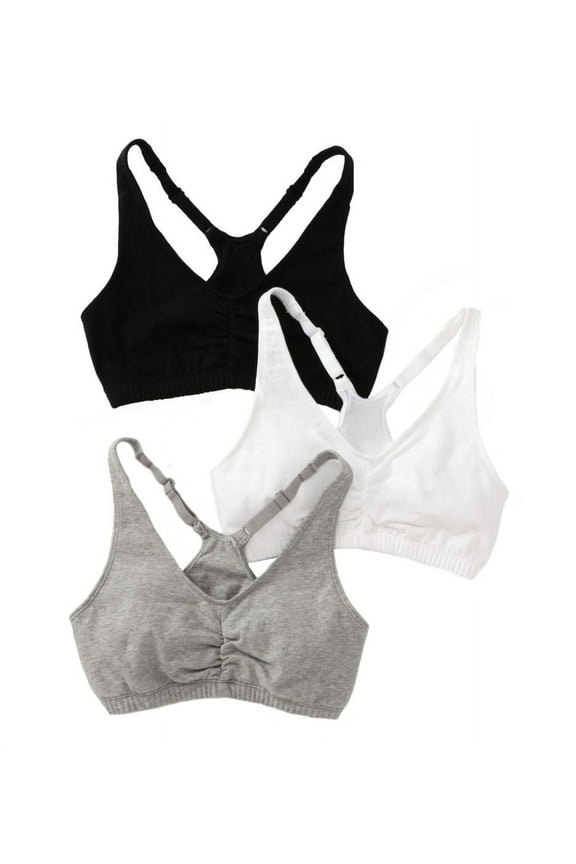 Women's Shirred Front Racerback Sports Bra, Style-90011, 3-Pack