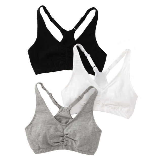Fruit of the Loom Women's Shirred Front Racerback Sports Bra, Style-90011, 3-Pack