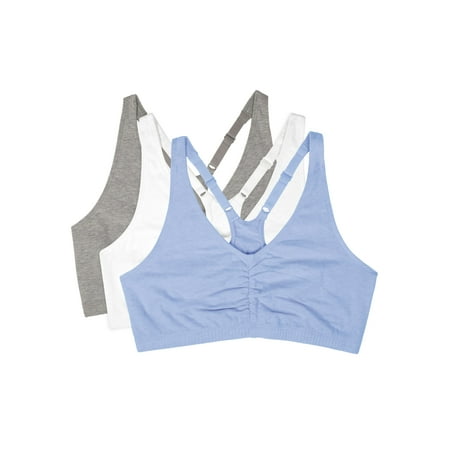 Fruit of the Loom Women's Shirred Front Racerback Sports Bra, Style-90011, 3-Pack