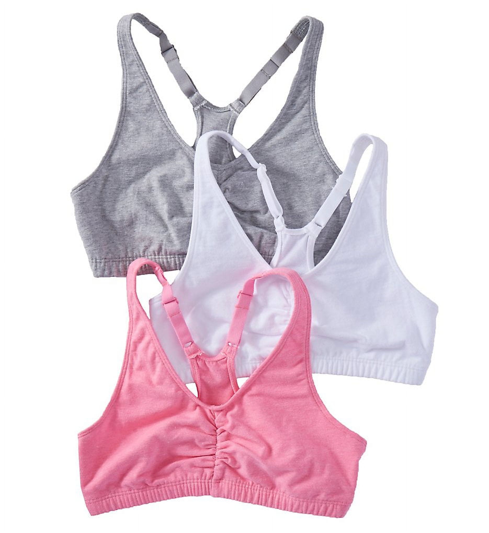 Women's Spaghetti Strap Cotton Pullover Pack De 3 Brasieres Fruit Of The Loom Shirred Front Racerback - Deportivo Y Cómodo Close Bra