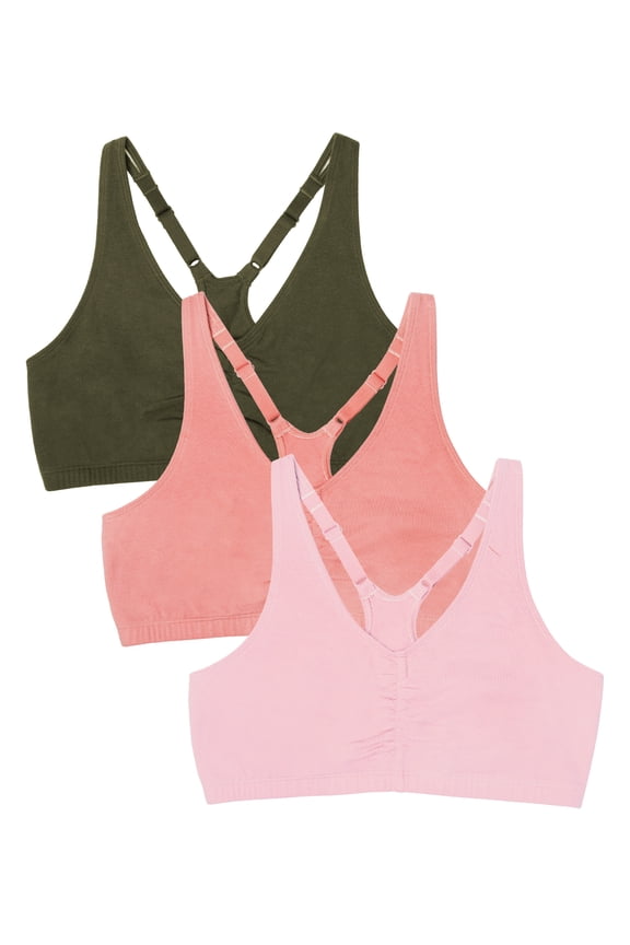 Women's Shirred Front Racerback Sports Bra, Style-90011, 3-Pack