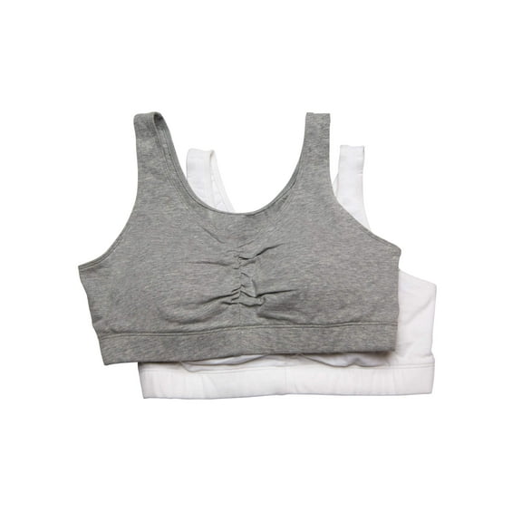 Fruit of the Loom Women's Shirred Front Sport Bra with Removable Bra Pads, Style FT438, 2-Pack