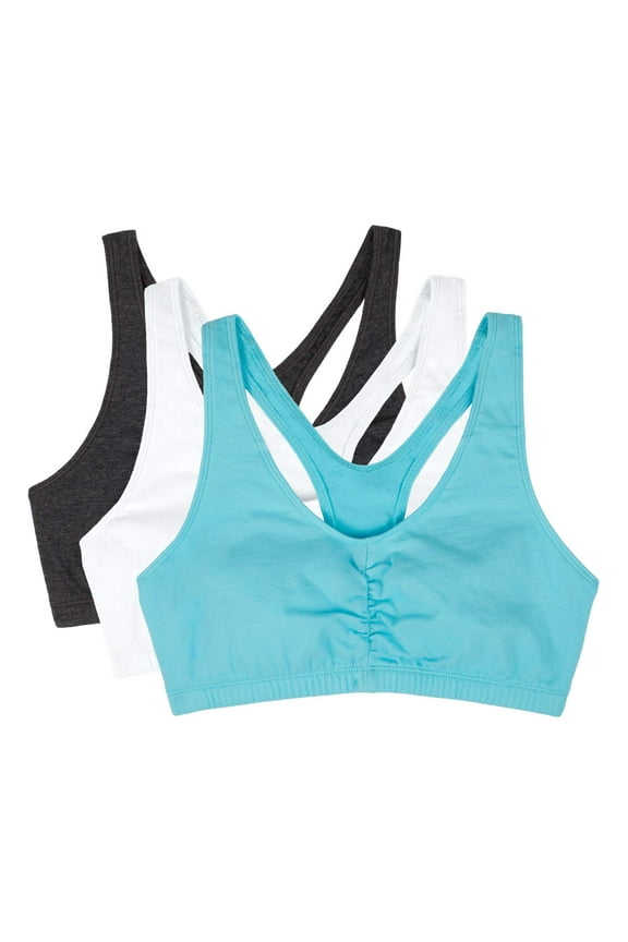 Women's Shirred Front Tank Racerback Sports Bra, Style FT170, 3-Pack