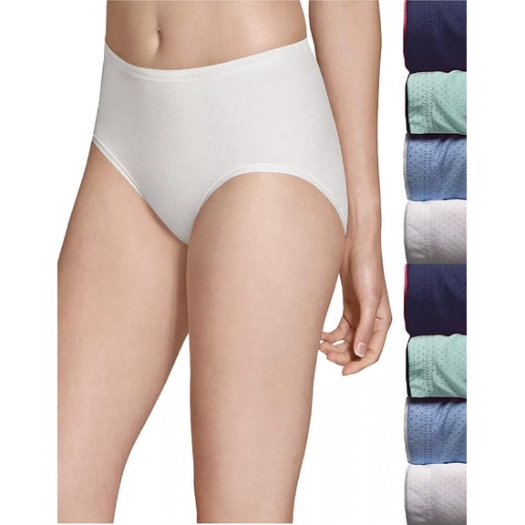 Fruit of the Loom Women's Signature Low Rise Briefs 8-pack Breathable Micro Mesh, Assorted, 6