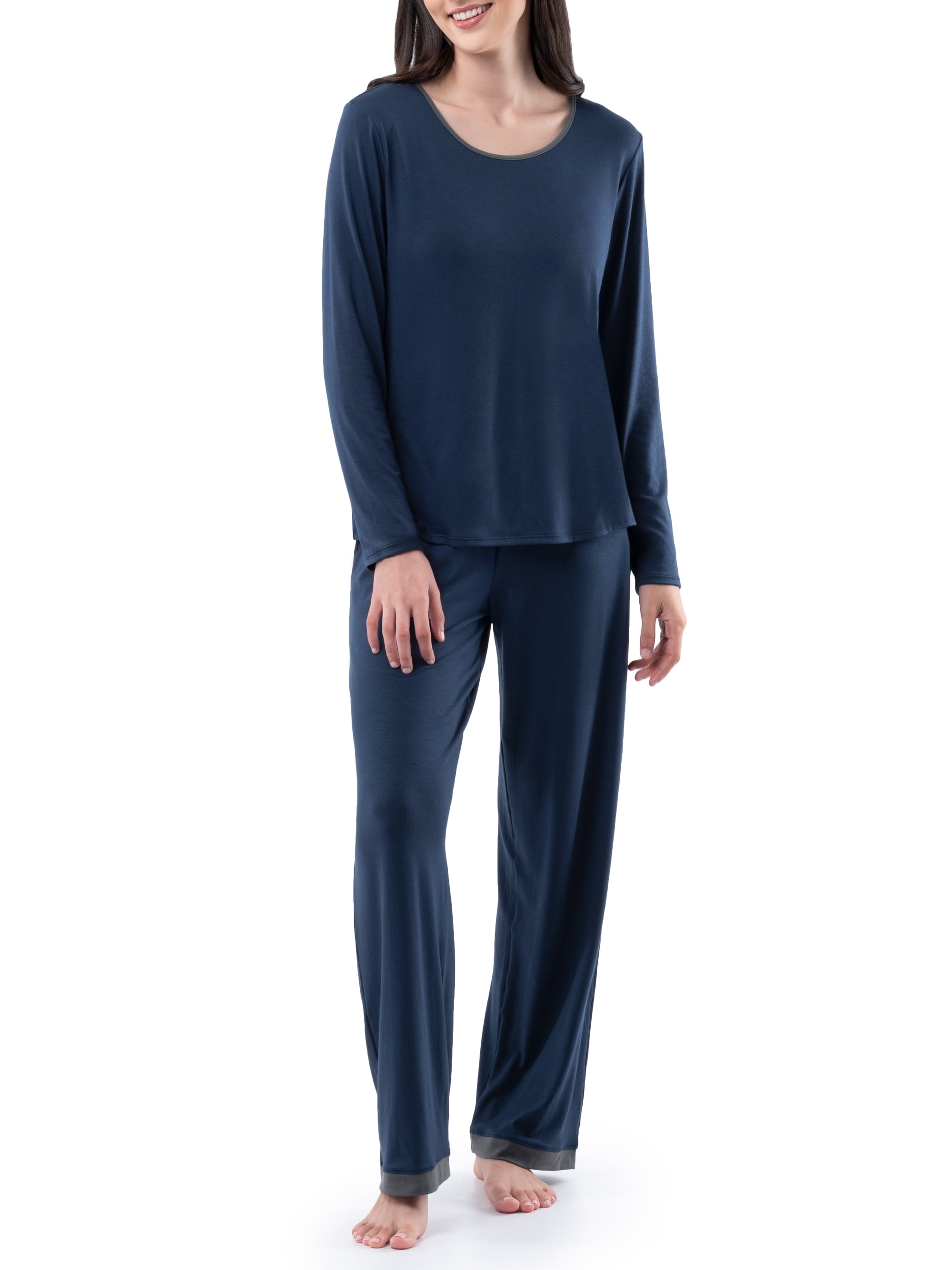 Fruit of the Loom Women's Sleep Soft & Breathable Long Sleeve Top & Pant Set, Sizes S-4X