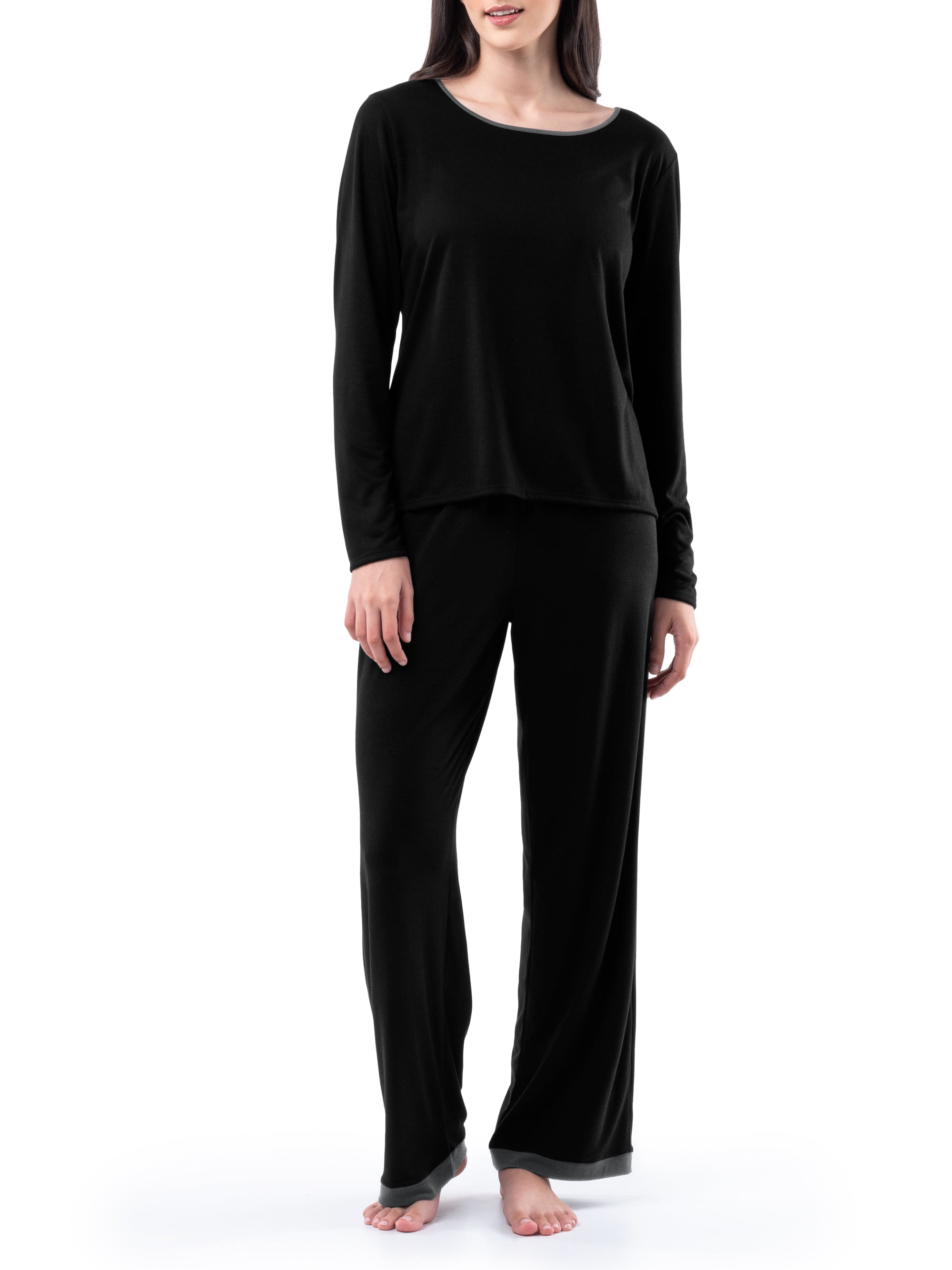 Fruit of the Loom Women's Sleep Soft & Breathable Long Sleeve Top & Pant Set, Sizes S-4X