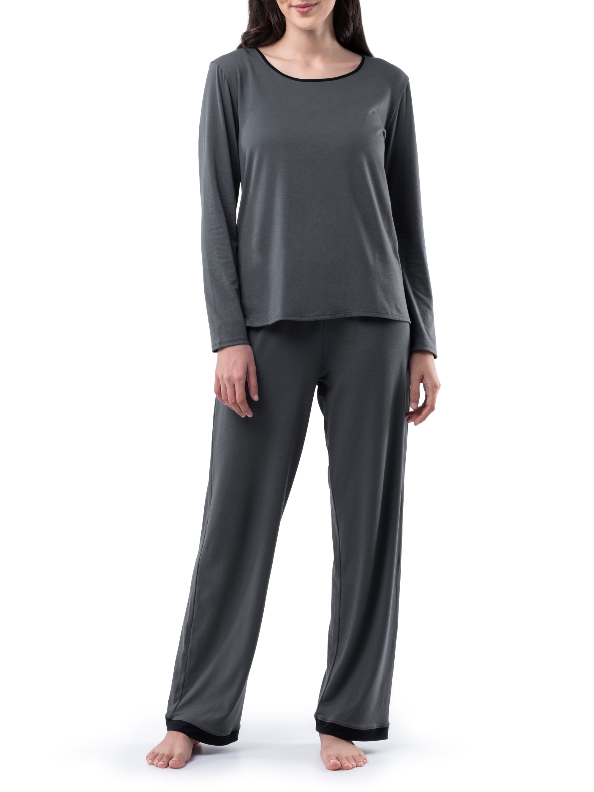 Fruit of the Loom Women's Sleep Soft & Breathable Long Sleeve Top & Pant Set, Sizes S-4X