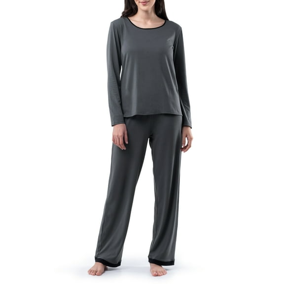 Fruit of the Loom Women's Sleep Soft & Breathable Long Sleeve Top & Pant Set, Sizes S-4X