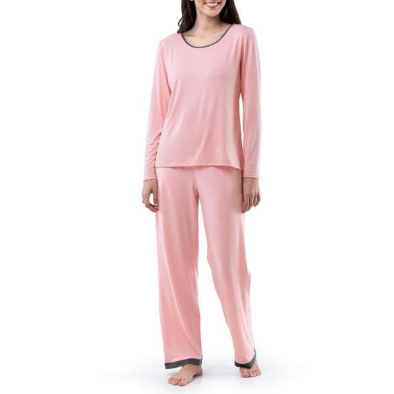 Fruit of the Loom Women's Sleep Soft & Breathable Long Sleeve Top & Pant Set, Sizes S-4X