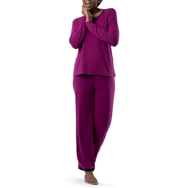 Fruit of the Loom Women's Sleep Soft & Breathable Long Sleeve Top & Pant Set, Sizes S-4X