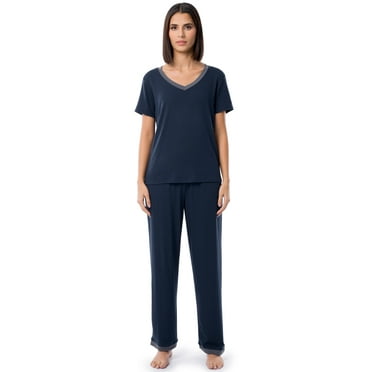 Fruit of the Loom Women's Soft & Breathable V-Neck Pajama Set, 2-Piece, Sizes S-4X