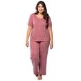 thumbnail image 1 of Fruit of the Loom Women's Soft & Breathable V-Neck Short Sleeve Top & Pajama Pant Set, Sizes S-4X, 1 of 10