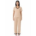 thumbnail image 1 of Fruit of the Loom Women's Soft & Breathable V-Neck Short Sleeve Top & Pajama Pant Set, Sizes S-4X, 1 of 10