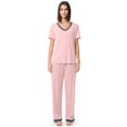 thumbnail image 1 of Fruit of the Loom Women's Soft & Breathable V-Neck Short Sleeve Top & Pajama Pant Set, Sizes S-4X, 1 of 10